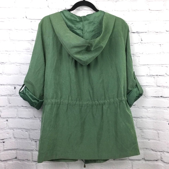 Papaya Women's Lightweight Hooded 3/4 Roll Up Long Sleeve Green Jacket M - Picture 4 of 11